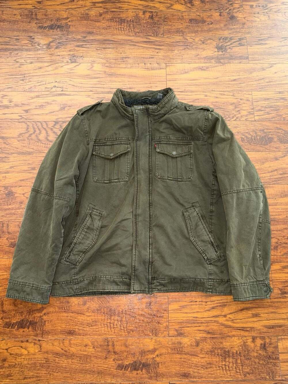 Levi Strauss & Co. Olive Green Sherpa Lined Military Utility Field Jacket